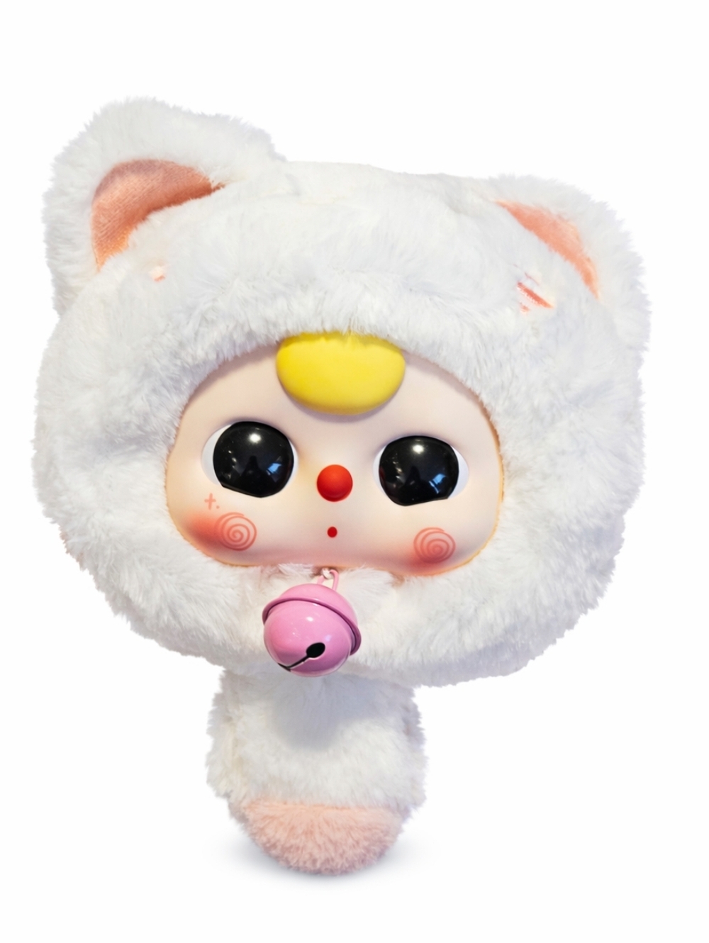 Baby Three Fortune Cat Zipper Bag Plush - NIB - WHITE CAT